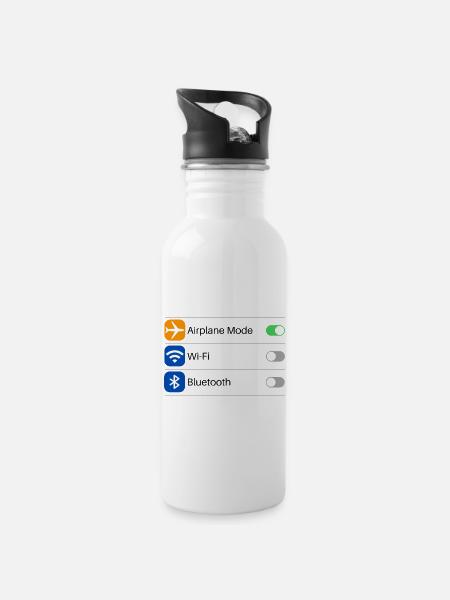 Flugmodus Einstellung - Trinkflasche mit integriertem Trinkhalm - Weiß