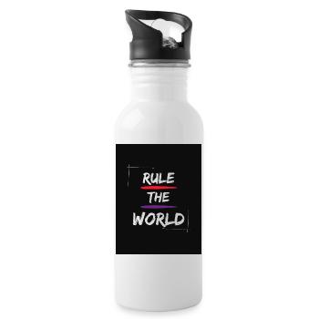 Regel die Welt - Trinkflasche mit integriertem Trinkhalm - Weiß - Rechts