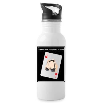 Ich habe eine Arschkarte gezogen.Herz - Trinkflasche mit integriertem Trinkhalm - Weiß - Rechts
