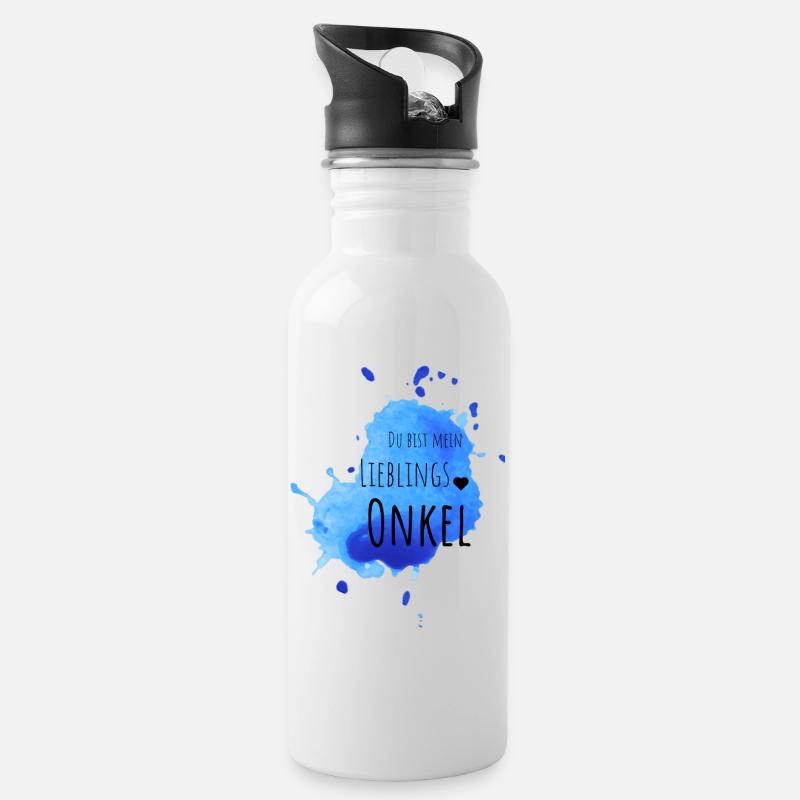 Lieblings Onkel - Trinkflasche mit integriertem Trinkhalm - Weiß