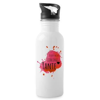 Lieblings Tante - Trinkflasche mit integriertem Trinkhalm - Weiß - Rechts