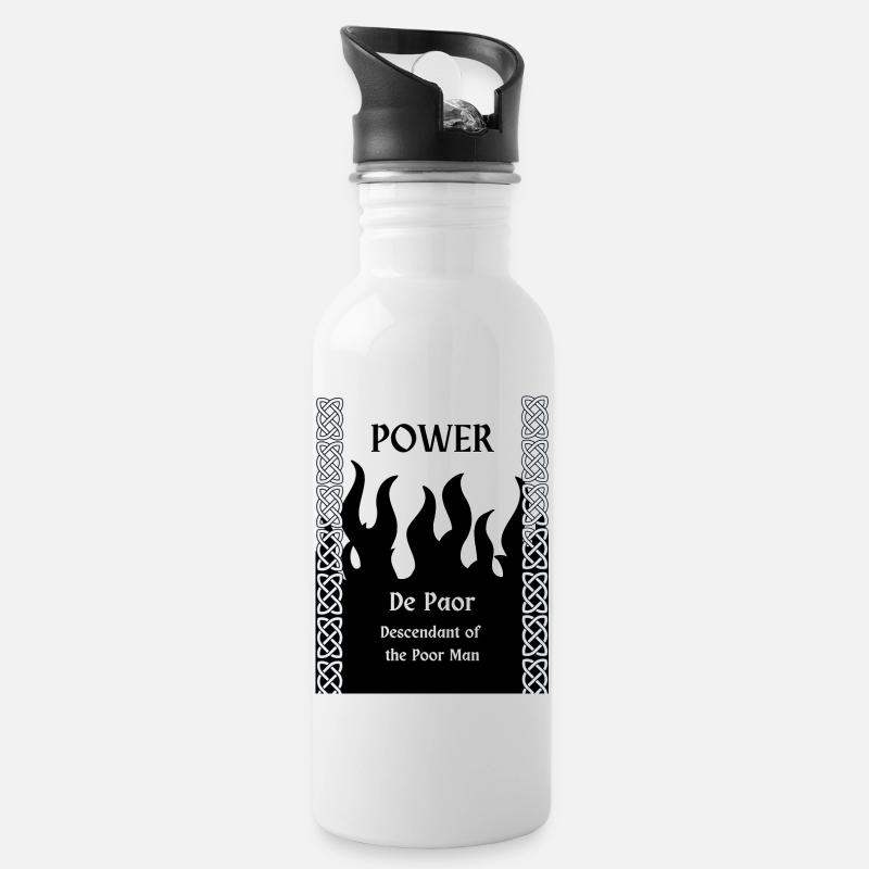 POWER NACHNAME - Trinkflasche mit integriertem Trinkhalm - Weiß
