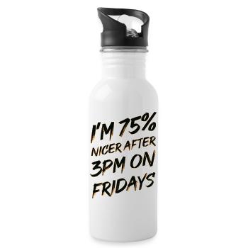 Funny 75% Happy Fridays after 3pm - Water bottle with straw - white - Right