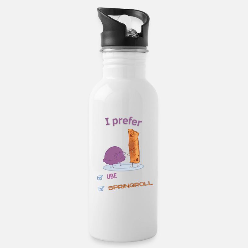 Ube or springroll - Trinkflasche mit integriertem Trinkhalm - Weiß