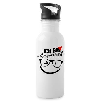 Ich bin UNTERSOMMERT - Trinkflasche mit integriertem Trinkhalm - Weiß - Rechts