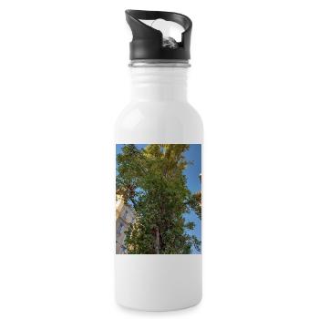 Baum mitten in der Stadt - Trinkflasche mit integriertem Trinkhalm - Weiß - Rechts