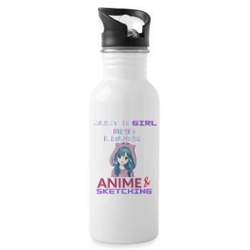 Just A Girl Who Loves Anime and Sketching - Trinkflasche mit integriertem Trinkhalm - Weiß - Rechts