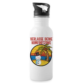 Verlasse deine Komfortzone Motivation Geschenk - Trinkflasche mit integriertem Trinkhalm - Weiß - Rechts