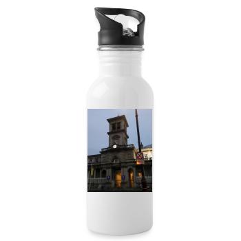 Connelly Station, Dublin, Ireland. - Water bottle with straw - white - Right