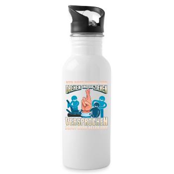 Einmal drehen und ziehen Physio Geschenk - Trinkflasche mit integriertem Trinkhalm - Weiß - Rechts
