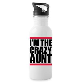 im the crazy aunt - Trinkflasche mit integriertem Trinkhalm - Weiß - Rechts