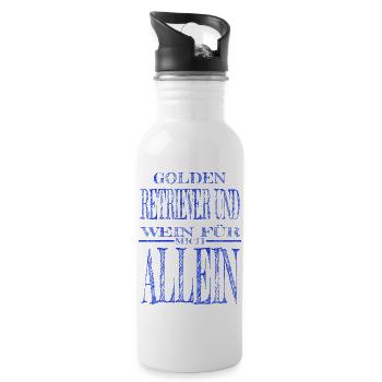 Alcohol Animal Funny White Wine on the Coffee Bachhund - Water bottle with straw - white - Right