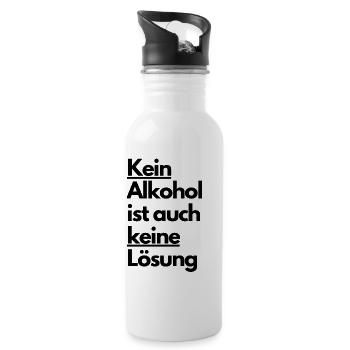Kein Alkohol ist auch keine Lösung - Trinkflasche mit integriertem Trinkhalm - Weiß - Rechts