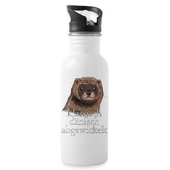 dänische Abwicklung Podcast Geschenk - Trinkflasche mit integriertem Trinkhalm - Weiß - Rechts