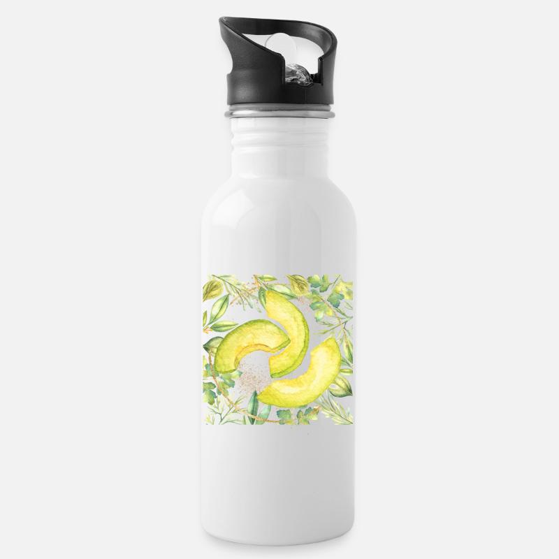 Avocat - Gourde avec paille intégrée - blanc