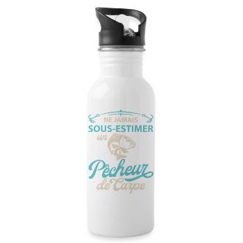 Ne jamais sous estimer pêcheur carpe. Drôles - Gourde avec paille intégrée - blanc - Droite