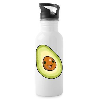 Avocado Frucht naschen Speise Früchte Vitamine - Trinkflasche mit integriertem Trinkhalm - Weiß - Rechts