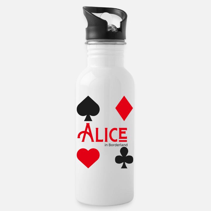 Alice in Borderland - Trinkflasche mit integriertem Trinkhalm - Weiß