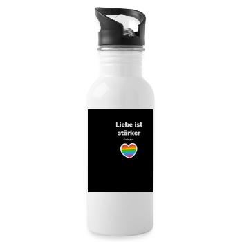 Design ohne Titel 7 - Trinkflasche mit integriertem Trinkhalm - Weiß - Rechts