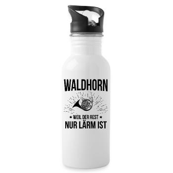 Waldhorn Waldhornspieler Waldhornist - Trinkflasche mit integriertem Trinkhalm - Weiß - Rechts