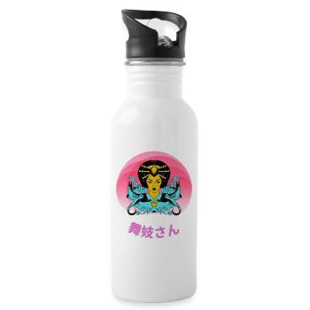 Geisha Alive - Trinkflasche mit integriertem Trinkhalm - Weiß - Rechts