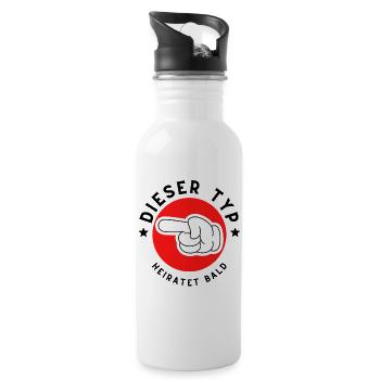 Dieser Typ Heiratet bald nach rechts zeigen - Trinkflasche mit integriertem Trinkhalm - Weiß - Rechts