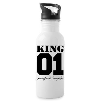 King and Queen King couple black - Water bottle with straw - white - Right