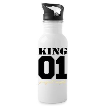 King and Queen King couple black and gold - Water bottle with straw - white - Right