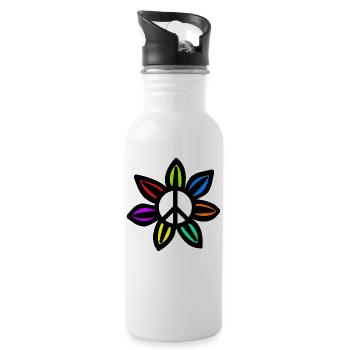 Peace flower - Water bottle with straw - white - Right