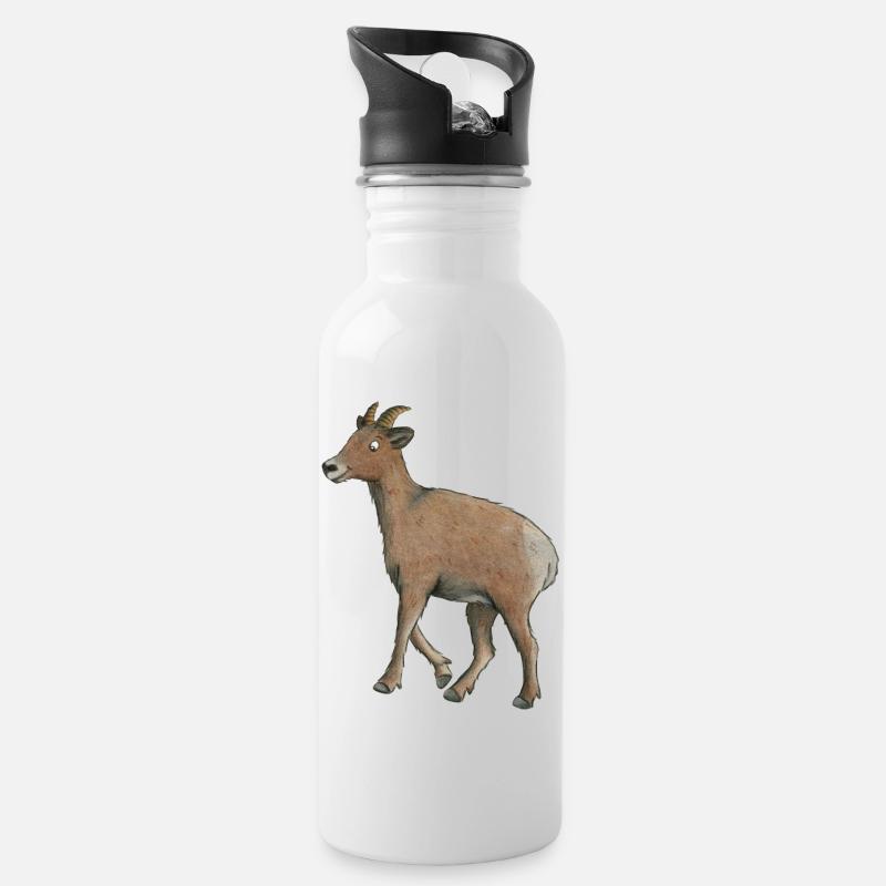 chèvre de montagne - Gourde avec paille intégrée - blanc