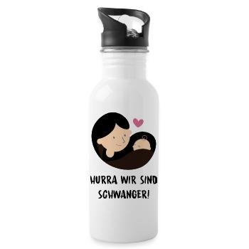 Schwangerschaft Babyparty Babyshower Boy Girl - Trinkflasche mit integriertem Trinkhalm - Weiß - Rechts