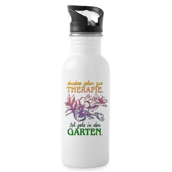 T-Shirt für Hobbygärtner, Geschenkidee Gartenfans - Trinkflasche mit integriertem Trinkhalm - Weiß - Rechts