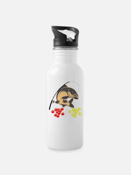 Angelsport Karpfen - Trinkflasche mit integriertem Trinkhalm - Weiß
