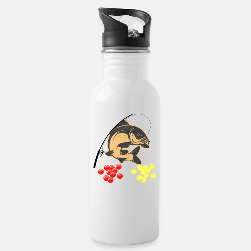 Angelsport Karpfen - Trinkflasche mit integriertem Trinkhalm - Weiß