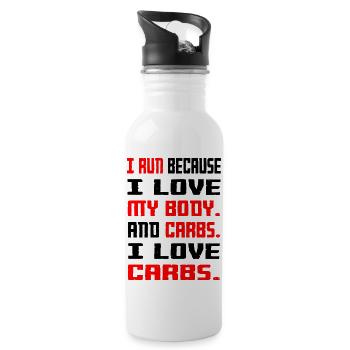 Marathon Triathlon Running Jogging Biking Cycling - Water bottle with straw - white - Right