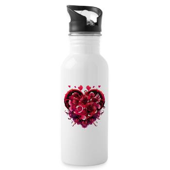Heart of Roses | Valentine's Day | Heart of Roses - Water bottle with straw - white - Right