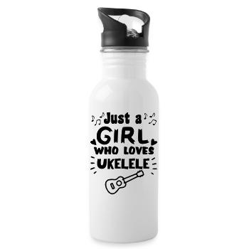 Just a girl who really likes to play ukulele * - Water bottle with straw - white - Right