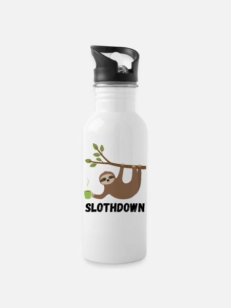 Slothdown - Water bottle with straw - white