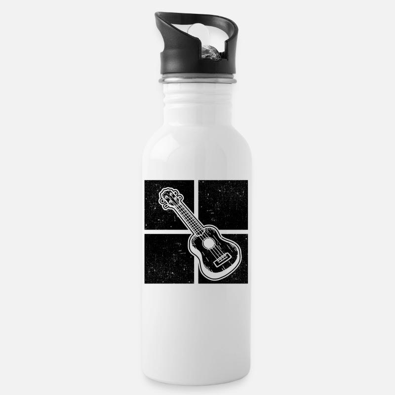Ukulele Ukulele-Spieler Ukulelist - Trinkflasche mit integriertem Trinkhalm - Weiß