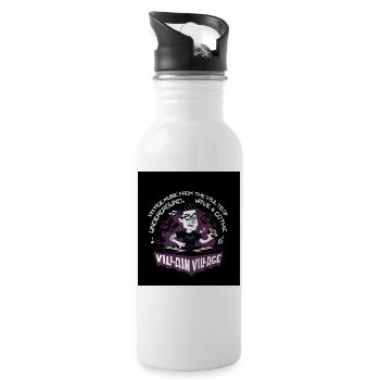 villains village logo Bat - Trinkflasche mit integriertem Trinkhalm - Weiß - Rechts