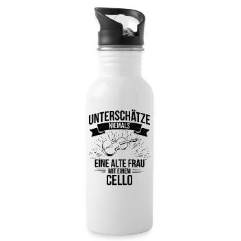 Cello Cellospieler Cellist - Trinkflasche mit integriertem Trinkhalm - Weiß - Rechts