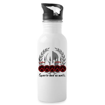 Sparta had no walls! - Trinkflasche mit integriertem Trinkhalm - Weiß - Rechts