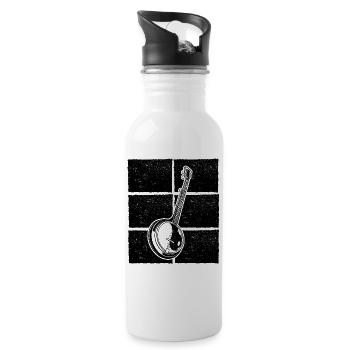 Banjo Banjospieler Banjoist - Trinkflasche mit integriertem Trinkhalm - Weiß - Rechts