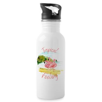Tropical Feeling - Trinkflasche mit integriertem Trinkhalm - Weiß - Rechts