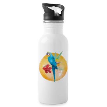 Papagei - Trinkflasche mit integriertem Trinkhalm - Weiß - Rechts