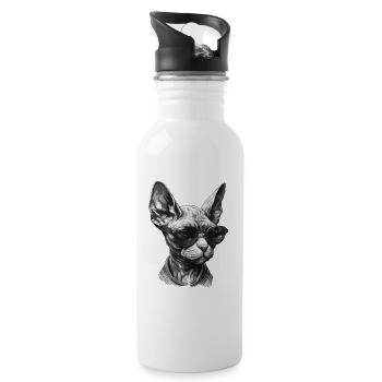 Chat Sphynx Cool portant des lunettes de soleil - Gourde avec paille intégrée - blanc - Droite