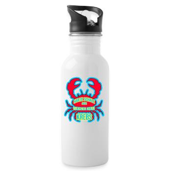 Sternzeichen Krebs - Trinkflasche mit integriertem Trinkhalm - Weiß - Rechts