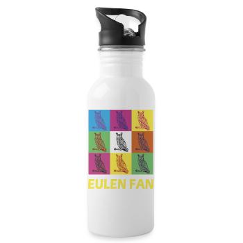 Eulen Fan Design - Trinkflasche mit integriertem Trinkhalm - Weiß - Rechts