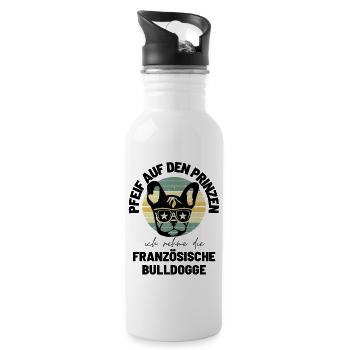 Lustiger Frenchie Hunde Spruch Bulldogge Bulldog - Trinkflasche mit integriertem Trinkhalm - Weiß - Rechts