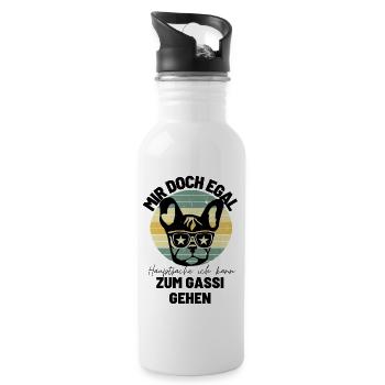 Lustiger Frenchie Hunde Spruch Bulldogge Bulldog - Trinkflasche mit integriertem Trinkhalm - Weiß - Rechts